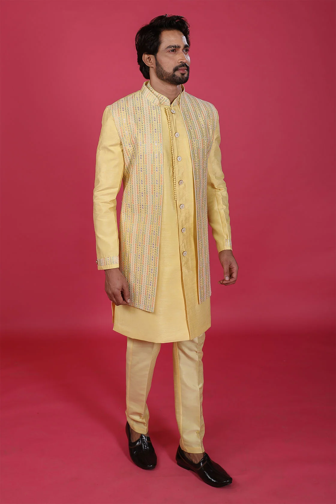Buy Men Yellow Men Yellow Solid Woven Nehru Jacket Online at Best Prices in  India - JioMart.