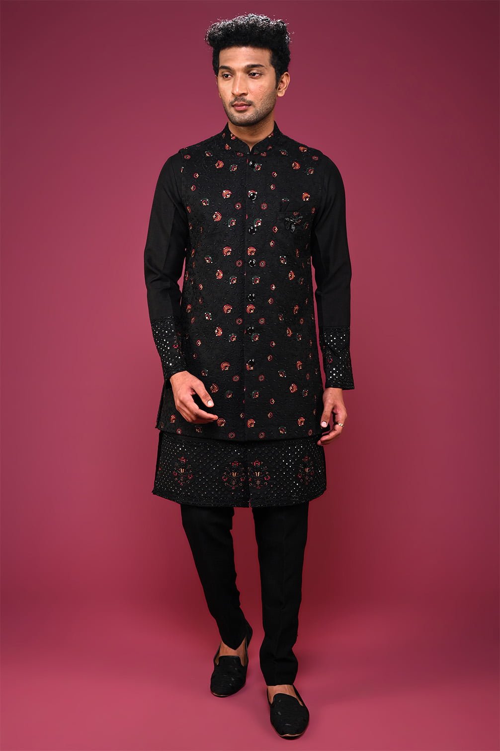 Lilac side cut high-low jacket with kurta set – Darshika Menswear