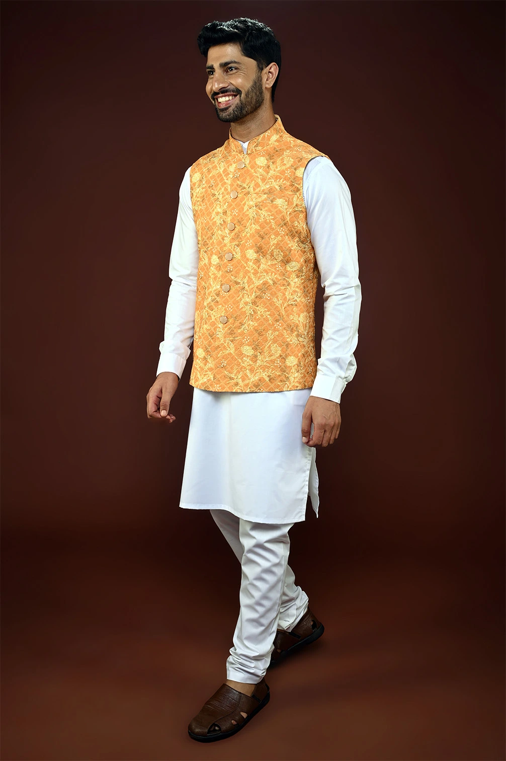 Yellow Colour Outluk Vol 69 A Function Wear Wholesale Modi Jacket Kurta  Pajama 69003 A - The Ethnic World