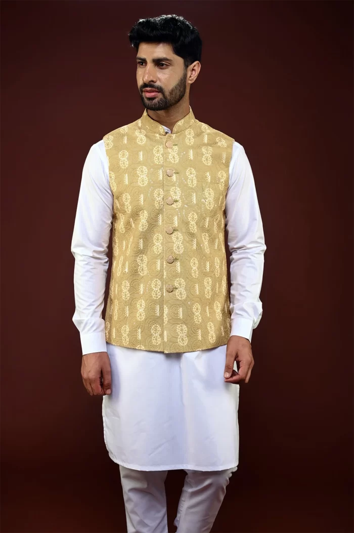 Mens Blue Printed Nehru Jacket at Rs.600/Piece in ludhiana offer by Kitty  Garment