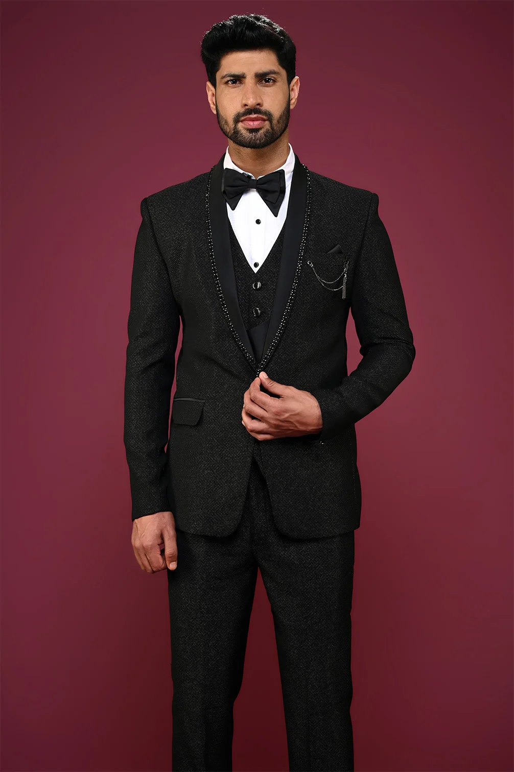 Glittery Black Shade Tuxedo Suit