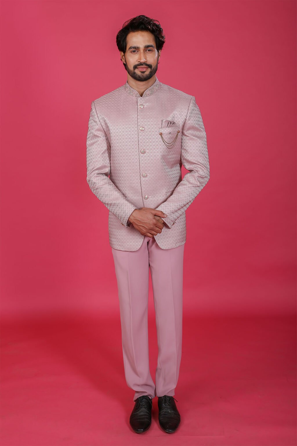 Buy Pink Lucknowi Jodhpuri Suit For Men Online | Best Prices