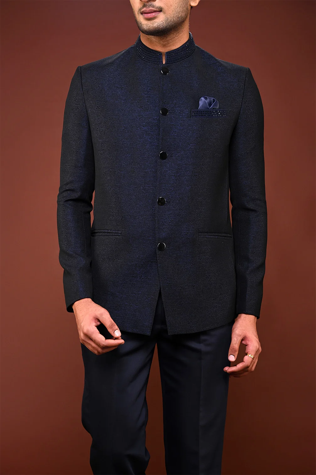 Navy Blue XL Jodhpuri Suit, Linen at Rs 2250 in Surat | ID: 27491850197